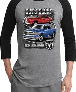 Mens Dodge Shirt Guts and Glory Ram Trucks Raglan Tee T-Shirt