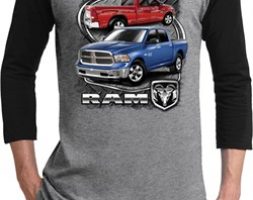 Mens Dodge Shirt Guts and Glory Ram Trucks Raglan Tee T-Shirt