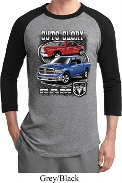 Mens Dodge Shirt Guts and Glory Ram Trucks Raglan Tee T-Shirt