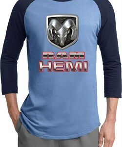 Mens Dodge Shirt Ram Hemi Logo Raglan Tee T-Shirt