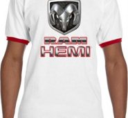 Mens Dodge Shirt Ram Hemi Logo Ringer Tee T-Shirt