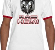 Mens Dodge Shirt Ram Hemi Logo Ringer Tee T-Shirt