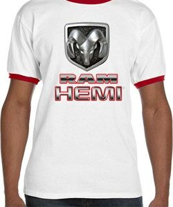 Mens Dodge Shirt Ram Hemi Logo Ringer Tee T-Shirt