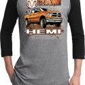 Mens Dodge Shirt Ram Hemi Trucks Raglan Tee T-Shirt