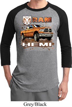 Mens Dodge Shirt Ram Hemi Trucks Raglan Tee T-Shirt