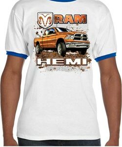 Mens Dodge Shirt Ram Hemi Trucks Ringer Tee T-Shirt