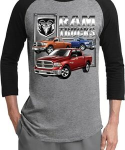 Mens Dodge Shirt Ram Trucks Raglan Tee T-Shirt