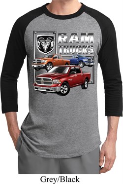 Mens Dodge Shirt Ram Trucks Raglan Tee T-Shirt