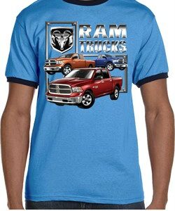 Mens Dodge Shirt Ram Trucks Ringer Tee T-Shirt