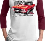 Mens Dodge Shirt Red Challenger Raglan Tee T-Shirt