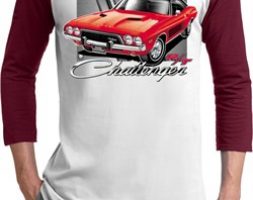 Mens Dodge Shirt Red Challenger Raglan Tee T-Shirt