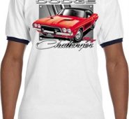 Mens Dodge Shirt Red Challenger Ringer Tee T-Shirt