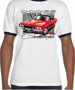 Mens Dodge Shirt Red Challenger Ringer Tee T-Shirt