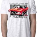 Mens Dodge Shirt Red Challenger White Burnout Tee T-Shirt