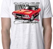 Mens Dodge Shirt Red Challenger White Burnout Tee T-Shirt