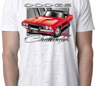 Mens Dodge Shirt Red Challenger White Burnout Tee T-Shirt