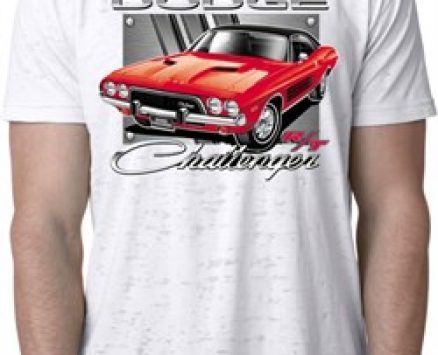Mens Dodge Shirt Red Challenger White Burnout Tee T-Shirt