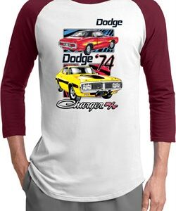 Mens Dodge Shirt Vintage Chargers Raglan Tee T-Shirt