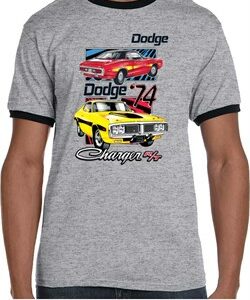 Mens Dodge Shirt Vintage Chargers Ringer Tee T-Shirt