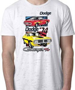 Mens Dodge Shirt Vintage Chargers White Burnout Tee T-Shirt