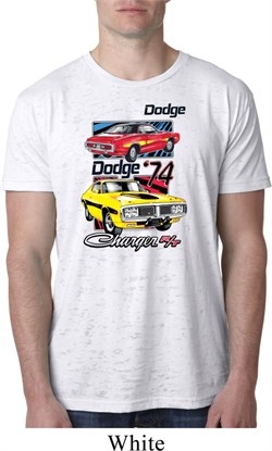 Mens Dodge Shirt Vintage Chargers White Burnout Tee T-Shirt