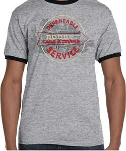 Mens Dodge Shirt Vintage Dodge Sign Grey/Black Ringer Tee T-Shirt