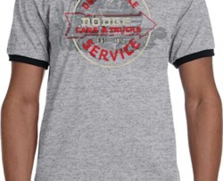 Mens Dodge Shirt Vintage Dodge Sign Grey/Black Ringer Tee T-Shirt