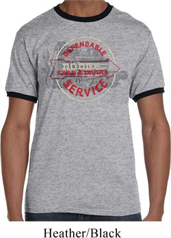 Mens Dodge Shirt Vintage Dodge Sign Grey/Black Ringer Tee T-Shirt