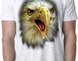 Mens Eagle Shirt Big Eagle Face Burnout T-Shirt