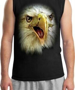 Mens Eagle Shirt Big Eagle Face Muscle Tee T-Shirt