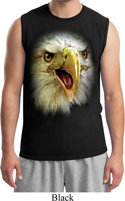 Mens Eagle Shirt Big Eagle Face Muscle Tee T-Shirt