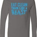 Mens Fitness Shirt Eat Clean Train Like a Beast Lightweight Hoodie Tee