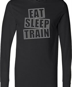 Mens Fitness Shirt Eat Sleep Train Lightweight Hoodie Tee