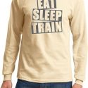 Mens Fitness Shirt Eat Sleep Train Long Sleeve Tee