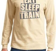 Mens Fitness Shirt Eat Sleep Train Long Sleeve Tee