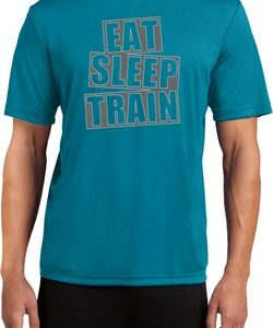 Mens Fitness Shirt Eat Sleep Train Moisture Wicking Tee