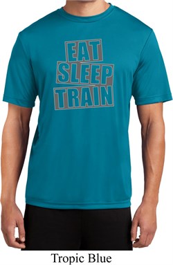 Mens Fitness Shirt Eat Sleep Train Moisture Wicking Tee