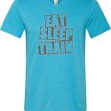 Mens Fitness Shirt Eat Sleep Train Tri Blend V-neck Tee