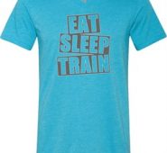 Mens Fitness Shirt Eat Sleep Train Tri Blend V-neck Tee