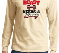 Mens Fitness Shirt Every Beast Needs A Beauty Long Sleeve Tee T-Shirt
