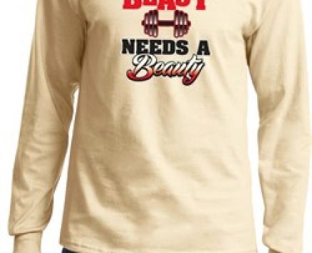 Mens Fitness Shirt Every Beast Needs A Beauty Long Sleeve Tee T-Shirt