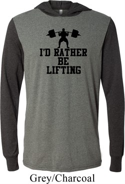 Mens Fitness Shirt I Rather Be Lifting Lightweight Hoodie Tee