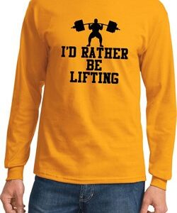 Mens Fitness Shirt I Rather Be Lifting Long Sleeve Tee T-Shirt