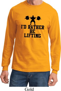 Mens Fitness Shirt I Rather Be Lifting Long Sleeve Tee T-Shirt