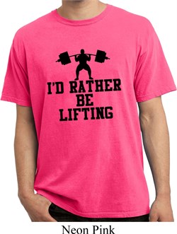 Mens Fitness Shirt I Rather Be Lifting Pigment Dyed Tee T-Shirt