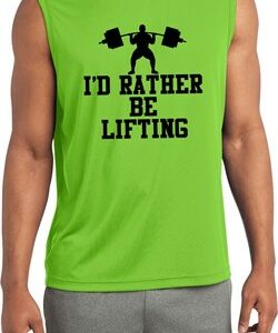 Mens Fitness Shirt I Rather Be Lifting Sleeveless Moisture Wicking Tee