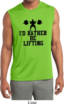 Mens Fitness Shirt I Rather Be Lifting Sleeveless Moisture Wicking Tee