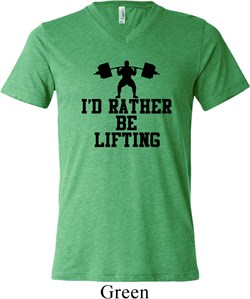 Mens Fitness Shirt I Rather Be Lifting Tri Blend V-neck Tee T-Shirt