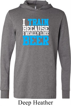 Mens Fitness Shirt I Train For Beer Lightweight Hoodie Tee