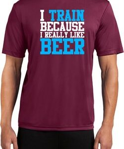 Mens Fitness Shirt I Train For Beer Moisture Wicking Tee